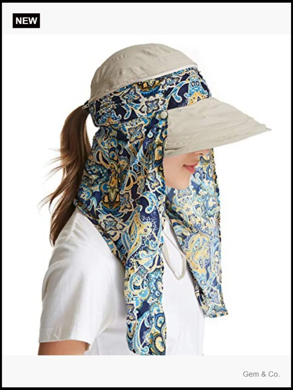 UPF 50+ Wide Brim Sun Hat with Neck Flap for Women